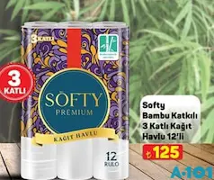 SOFTY BAMBU KATKILI 3 KATLI KAĞIT HAVLU 12'Lİ